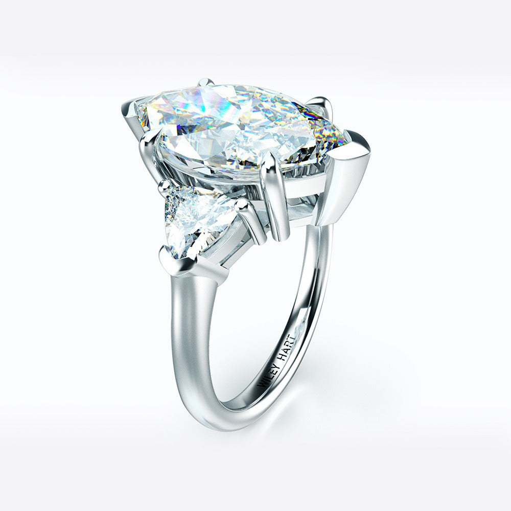OliyaDesign 8*14mm Marquise Cut 3-Carat S925 Sterling Silver High-Carbon Diamond Ring