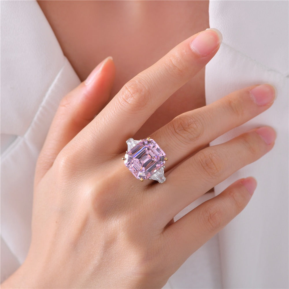 OliyaDesign 12-Carat Pagoda-Cut 14*16 High-Carbon Diamond Ring