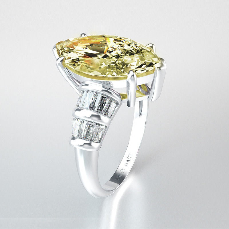 OliyaDesign S925 Sterling Silver, High-Carbon, Minimalist 3-Carat Marquise-Cut 8*14 Diamond Ring