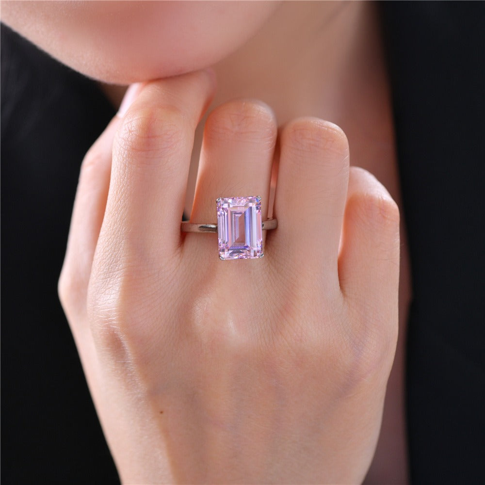 OliyaDesign Rectangular-Shaped Ring, 10*14mm, Luxurious High-Carbon 7-Carat Ring