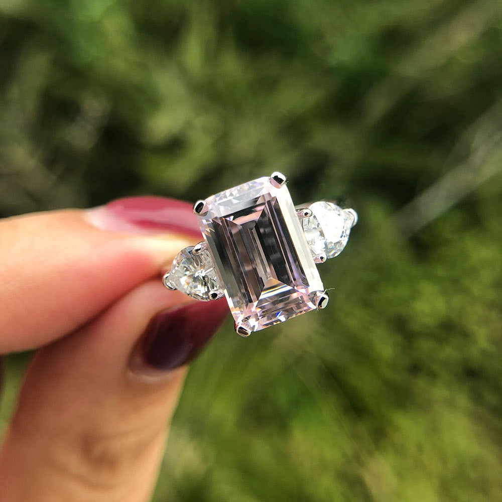 OliyaDesign Emerald-Cut 5-Carat 12*8 Niche Sugar Cube Diamond Ring