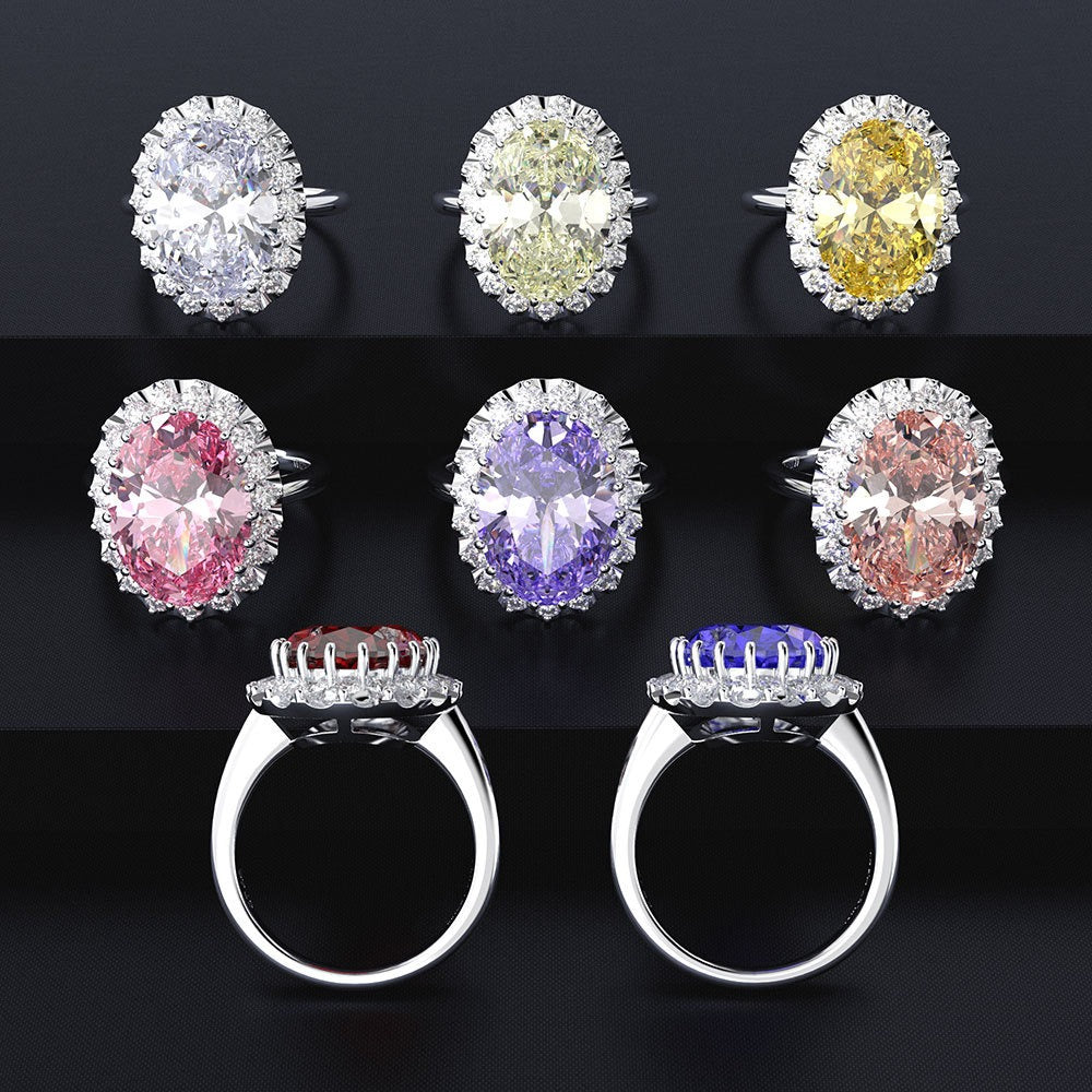 OliyaDesign 10*14 High-Carbon Floral Design 8-Carat Ring