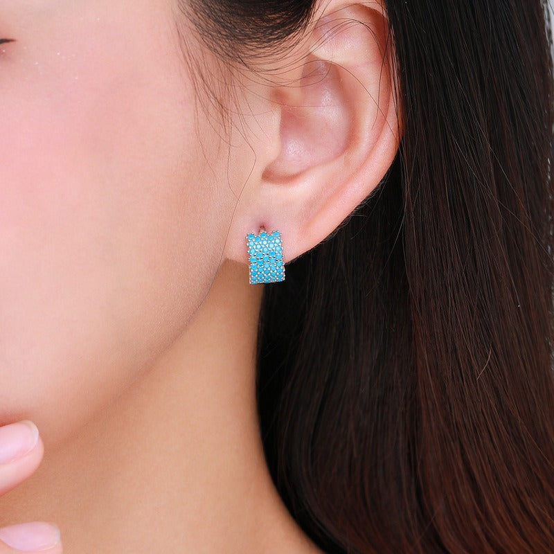 OliyaDesign S925 Sterling Silver Personalized Turquoise Earrings