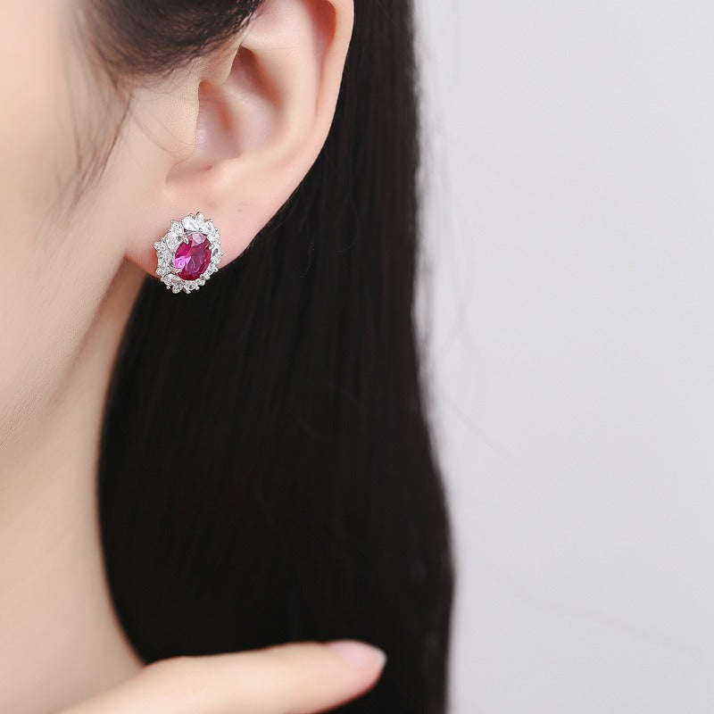 OliyaDesign Zircon 925 Sterling Silver Earrings