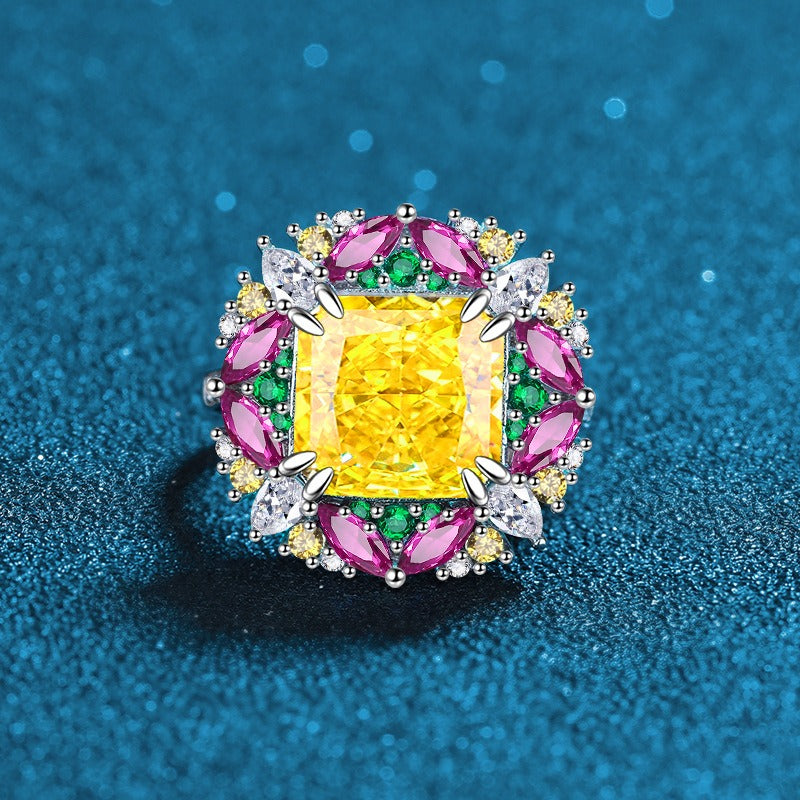 OliyaDesign Ice Flower Cut S925 Sterling Silver Open Ring