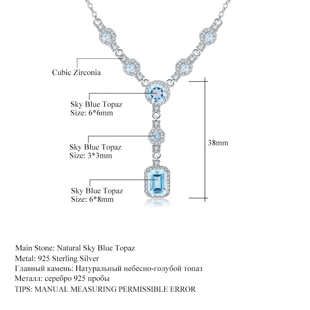 OliyaDesign High-End Luxury S925 Silver Pendant Set With Natural Topaz