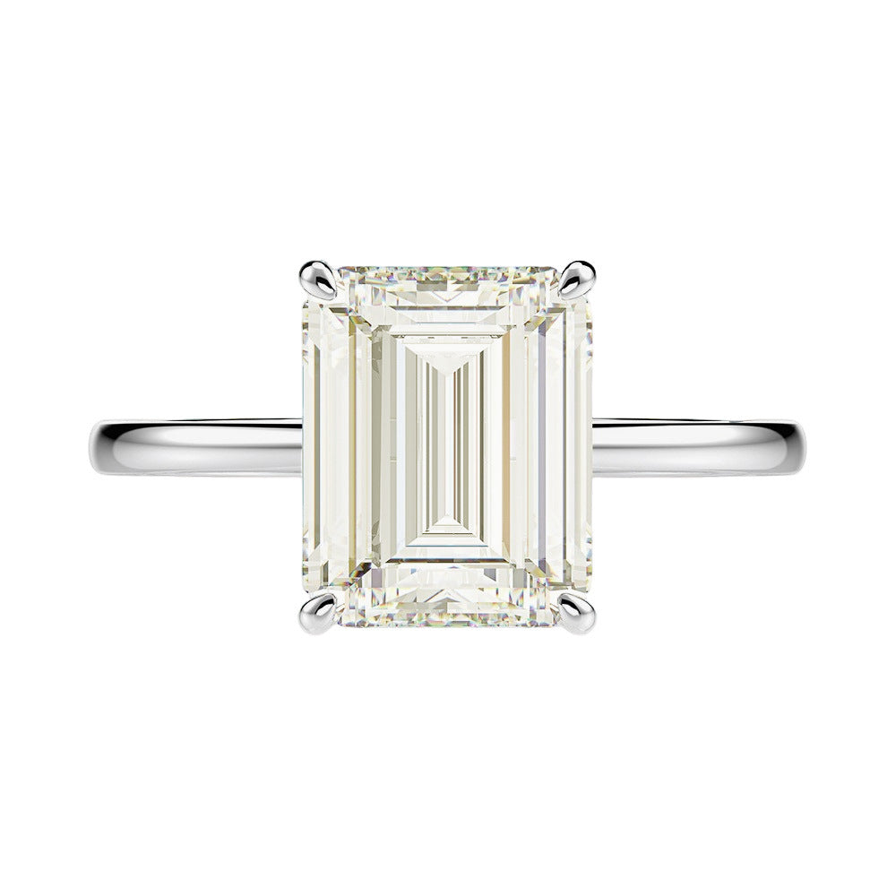 OliyaDesign 8*10 High-Carbon Diamond 4-Carat Ring With Chamfered And Flattened Edges