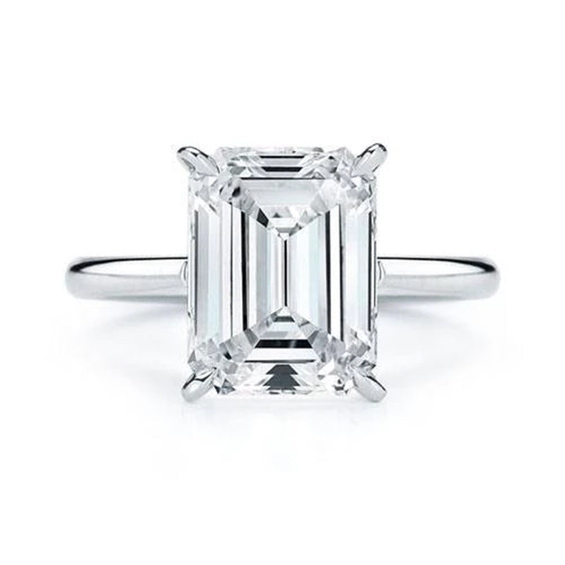 OliyaDesign 8*10 High-Carbon Diamond 4-Carat Ring With Chamfered And Flattened Edges