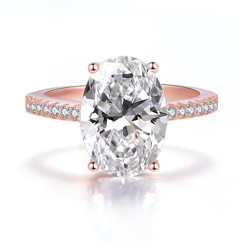OliyaDesign High-Carbon Diamond 4-Carat Ring Set For Couples, Wedding Rings, 9*13Mm Ice Flower Cut