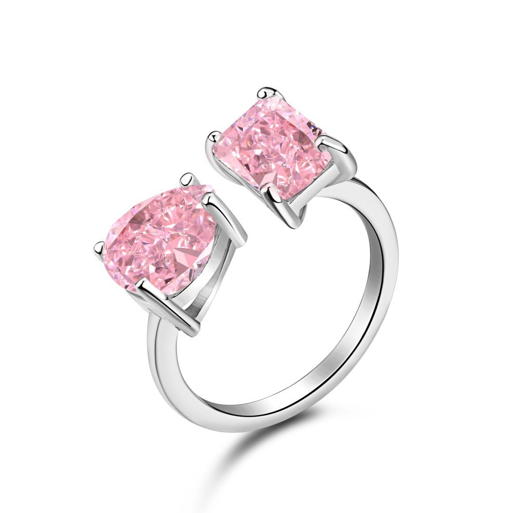 OliyaDesign S925 Sterling Silver Fashion Pink Barbie Series Ring