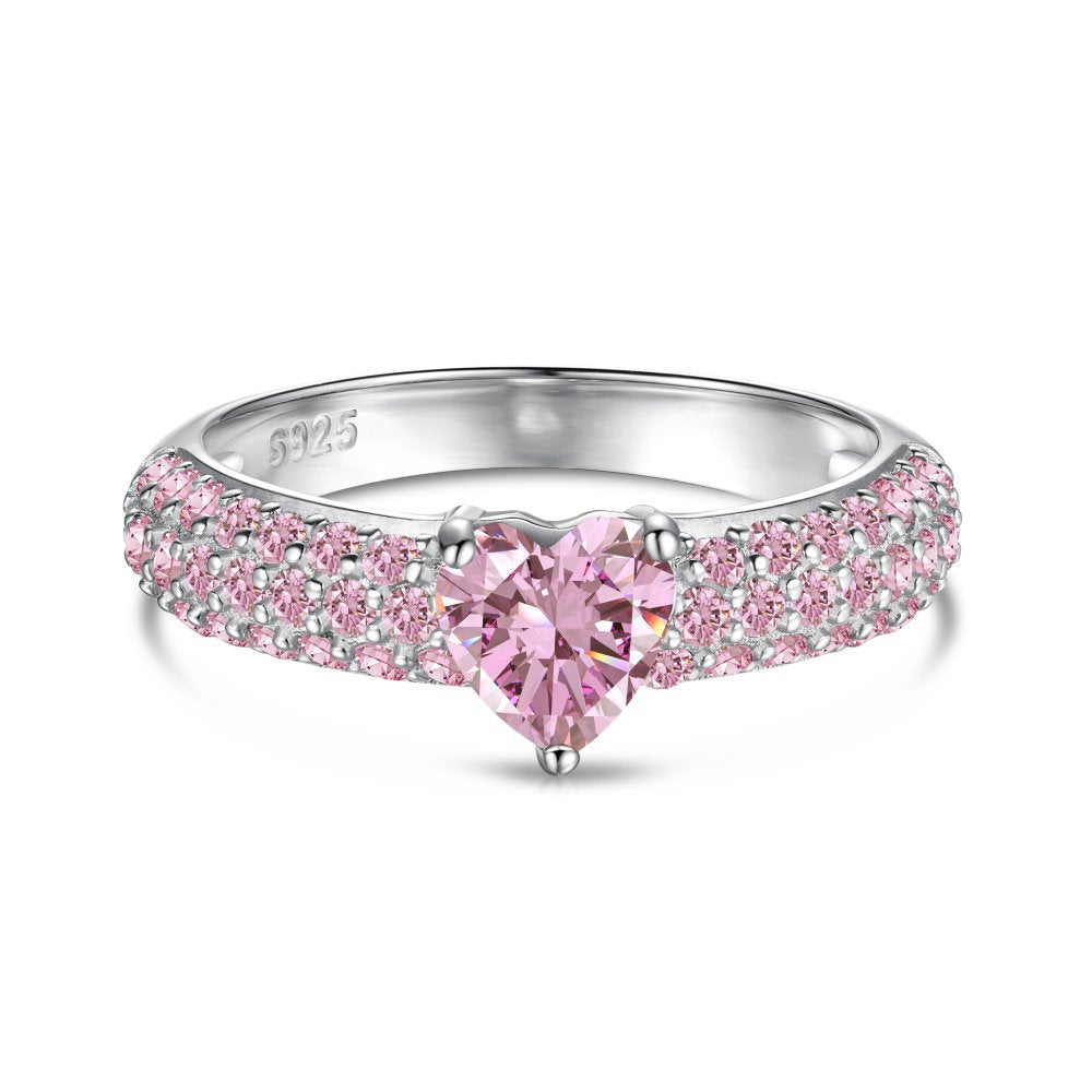 OliyaDesign S925 Sterling Silver Fashion Pink Barbie Series Ring