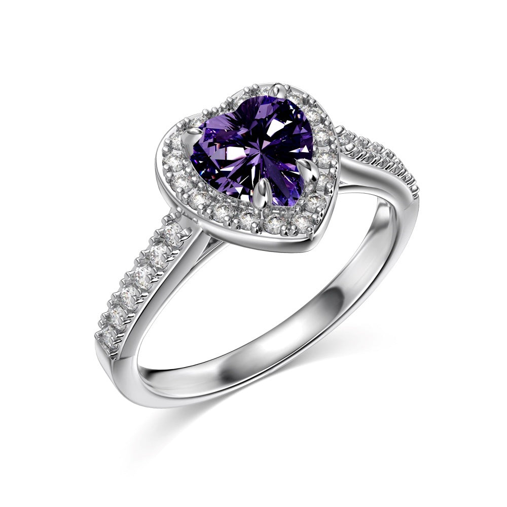 OliyaDesign 925 Sterling Silver Heart/Square/Pear Shape Rings for Women Created Gemstone Engagement Birthday Party Jewerly