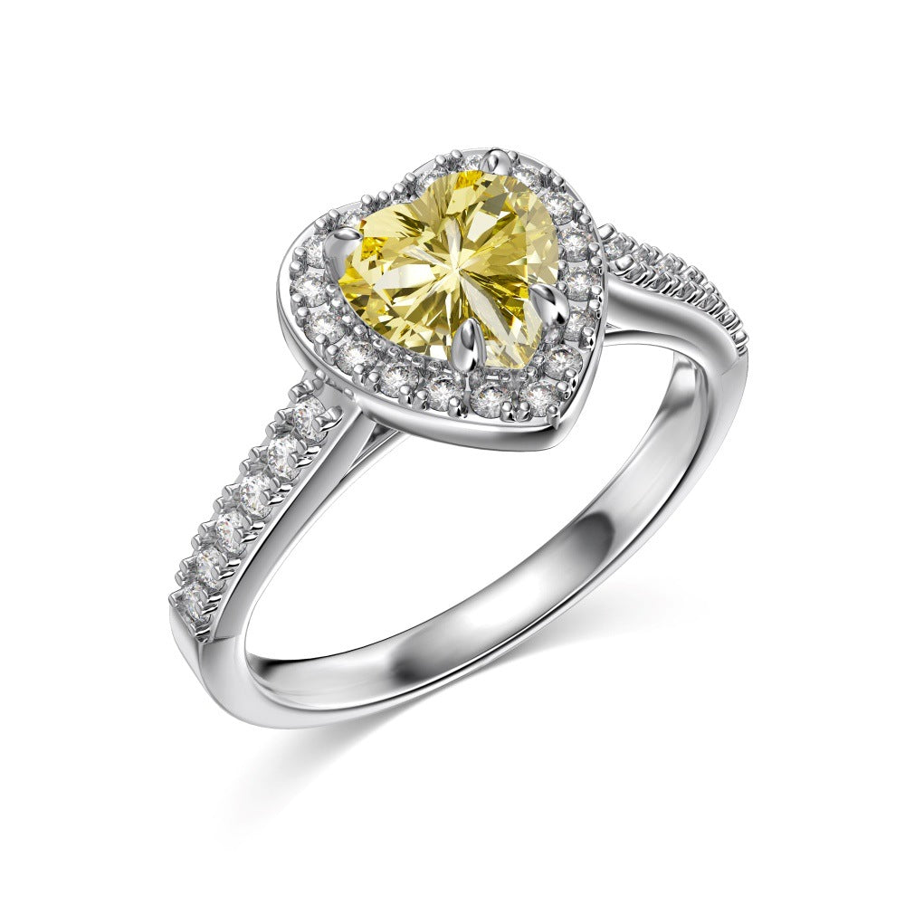 OliyaDesign 925 Sterling Silver Heart/Square/Pear Shape Rings for Women Created Gemstone Engagement Birthday Party Jewerly