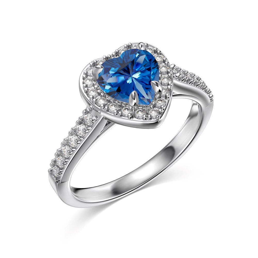 OliyaDesign 925 Sterling Silver Heart/Square/Pear Shape Rings for Women Created Gemstone Engagement Birthday Party Jewerly