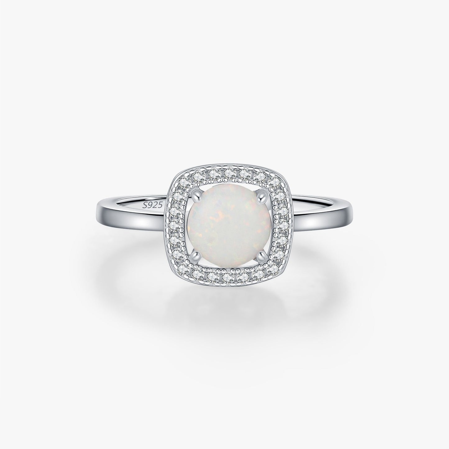 OliyaDesign S925 Sterling Silver French Elegance Synthetic Opal Ring