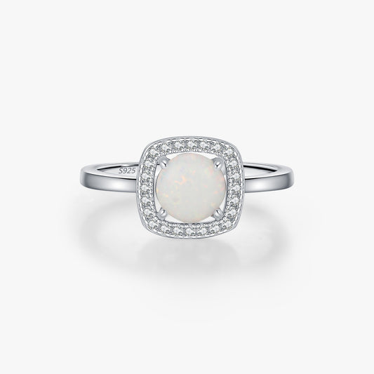 OliyaDesign S925 Sterling Silver French Elegance Synthetic Opal Ring