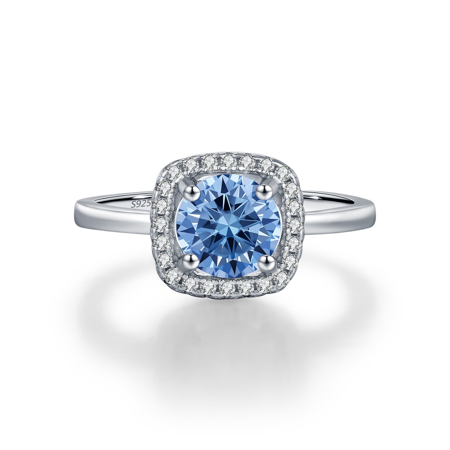 OliyaDesign 1 Clarke Rhine Blue Moissanite S925 Silver Ring