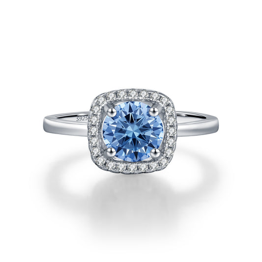 OliyaDesign 1 Clarke Rhine Blue Moissanite S925 Silver Ring
