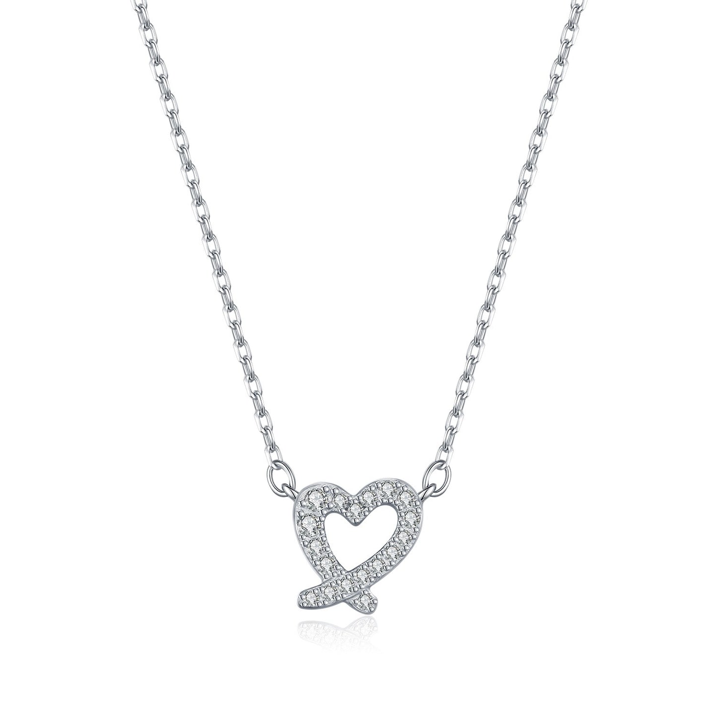 OliyaDesign Moissanite S925 Sterling Silver Irregular Heart Necklace