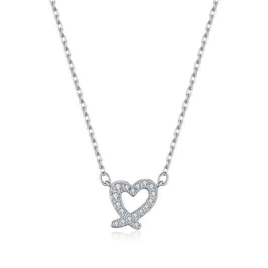 OliyaDesign Moissanite S925 Sterling Silver Irregular Heart Necklace