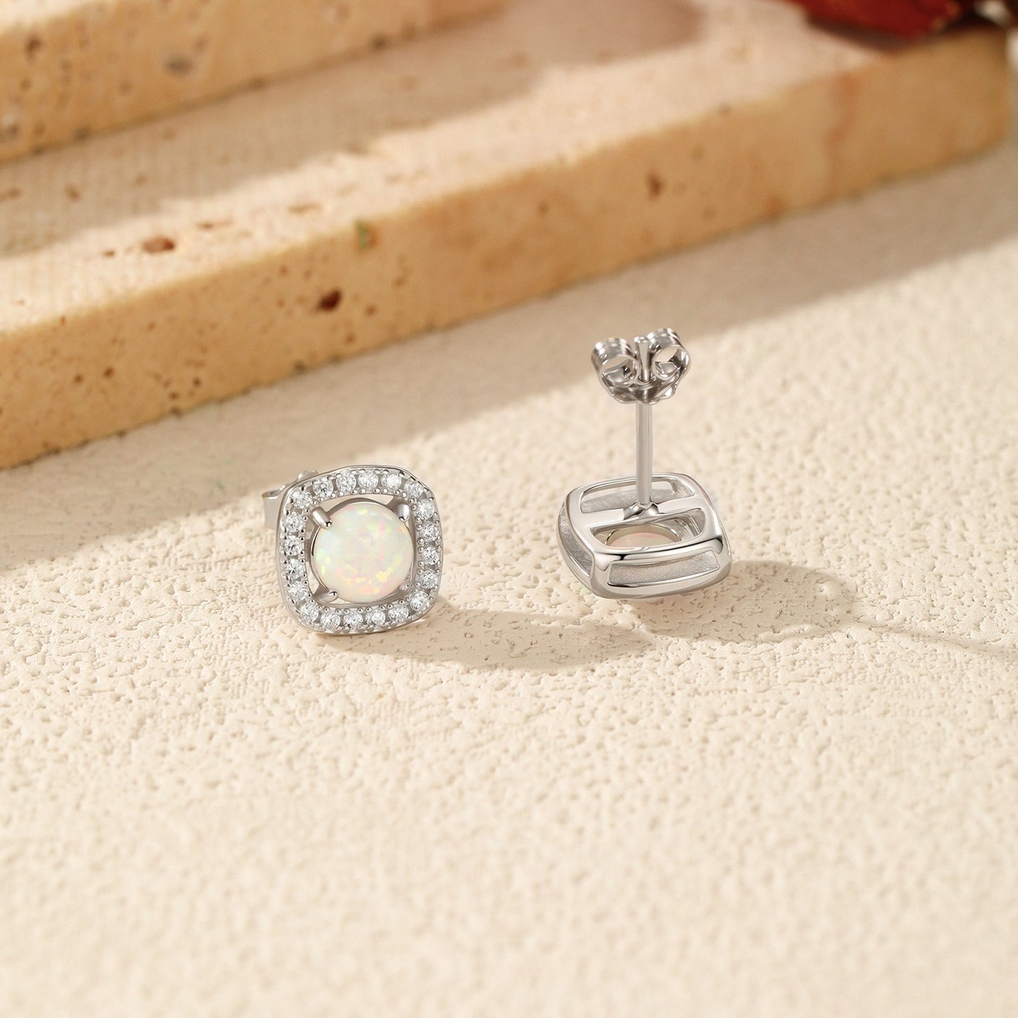 OliyaDesign S925 Sterling Silver Exquisite Synthetic Opal Earrings