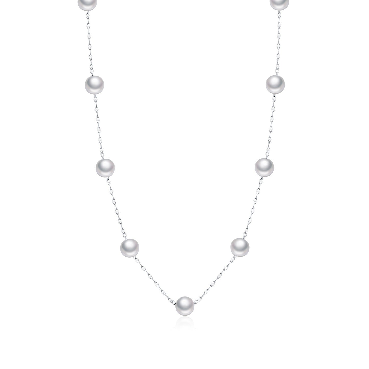 OliyaDesign S925 Sterling Silver Crystal Pearl Necklace