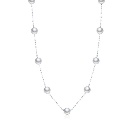 OliyaDesign S925 Sterling Silver Crystal Pearl Necklace