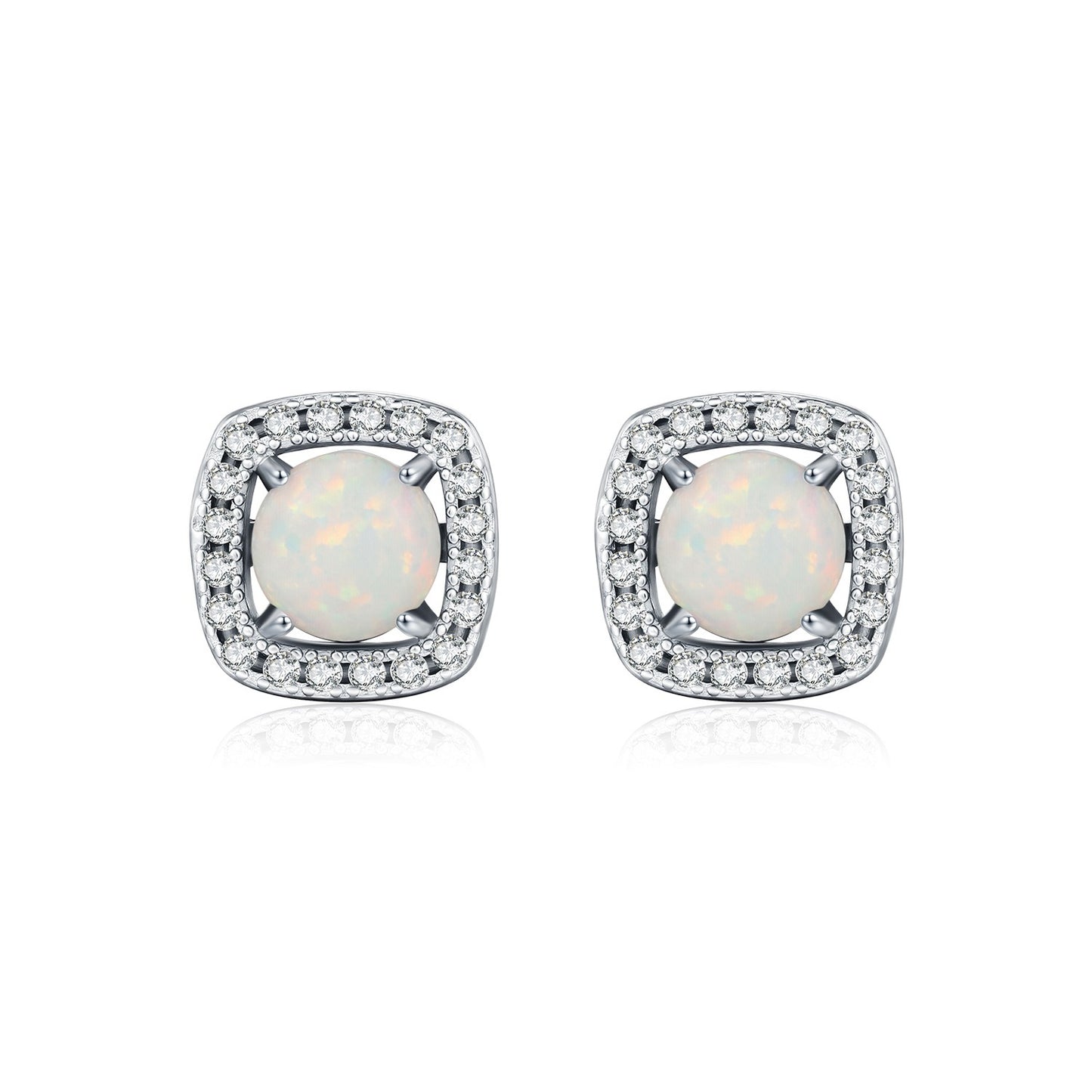 OliyaDesign S925 Sterling Silver Exquisite Synthetic Opal Earrings