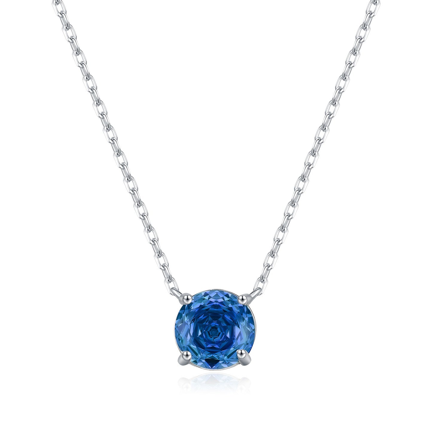 OliyaDesign S925 Sterling Silver Royal Blue Rose-Cut Diamond Clavicle Necklace