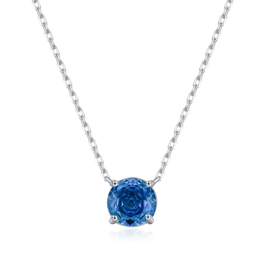 OliyaDesign S925 Sterling Silver Royal Blue Rose-Cut Diamond Clavicle Necklace