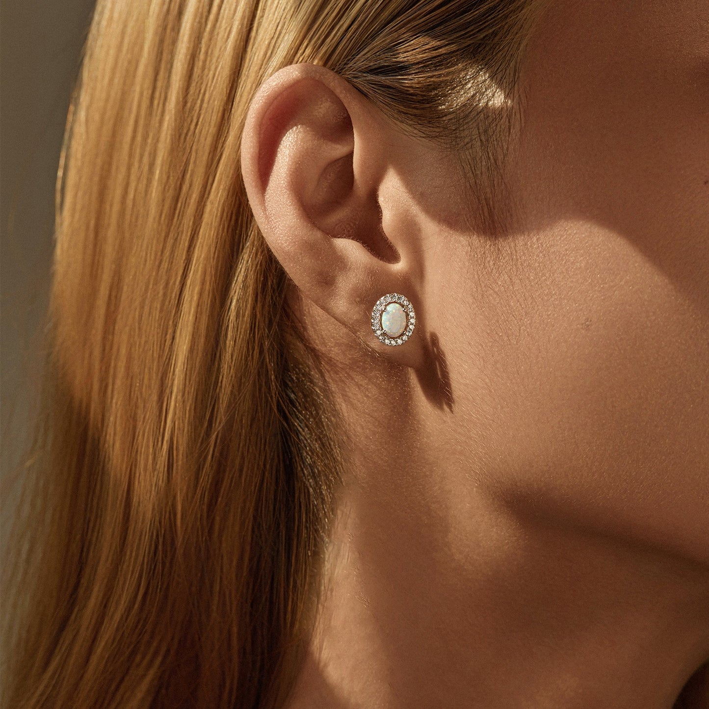 OliyaDesign S925 Sterling Silver Niche Design Studded Opal Earrings