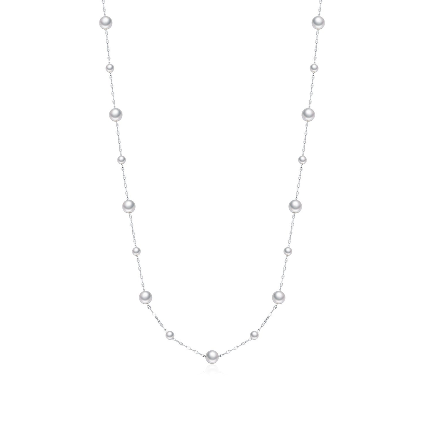 S925 Sterling Silver French Elegant Crystal Pearl Necklace