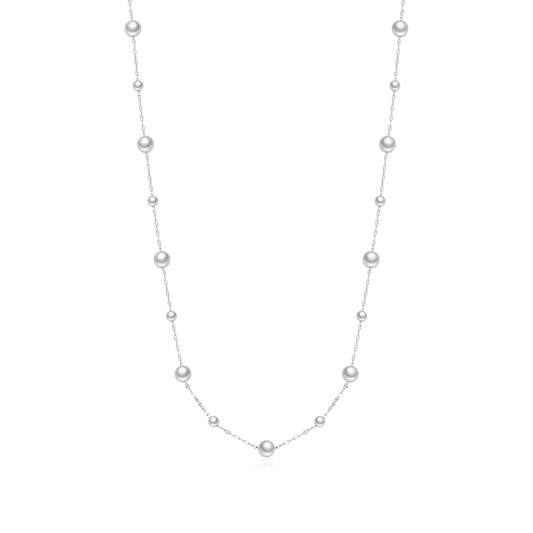 S925 Sterling Silver French Elegant Crystal Pearl Necklace