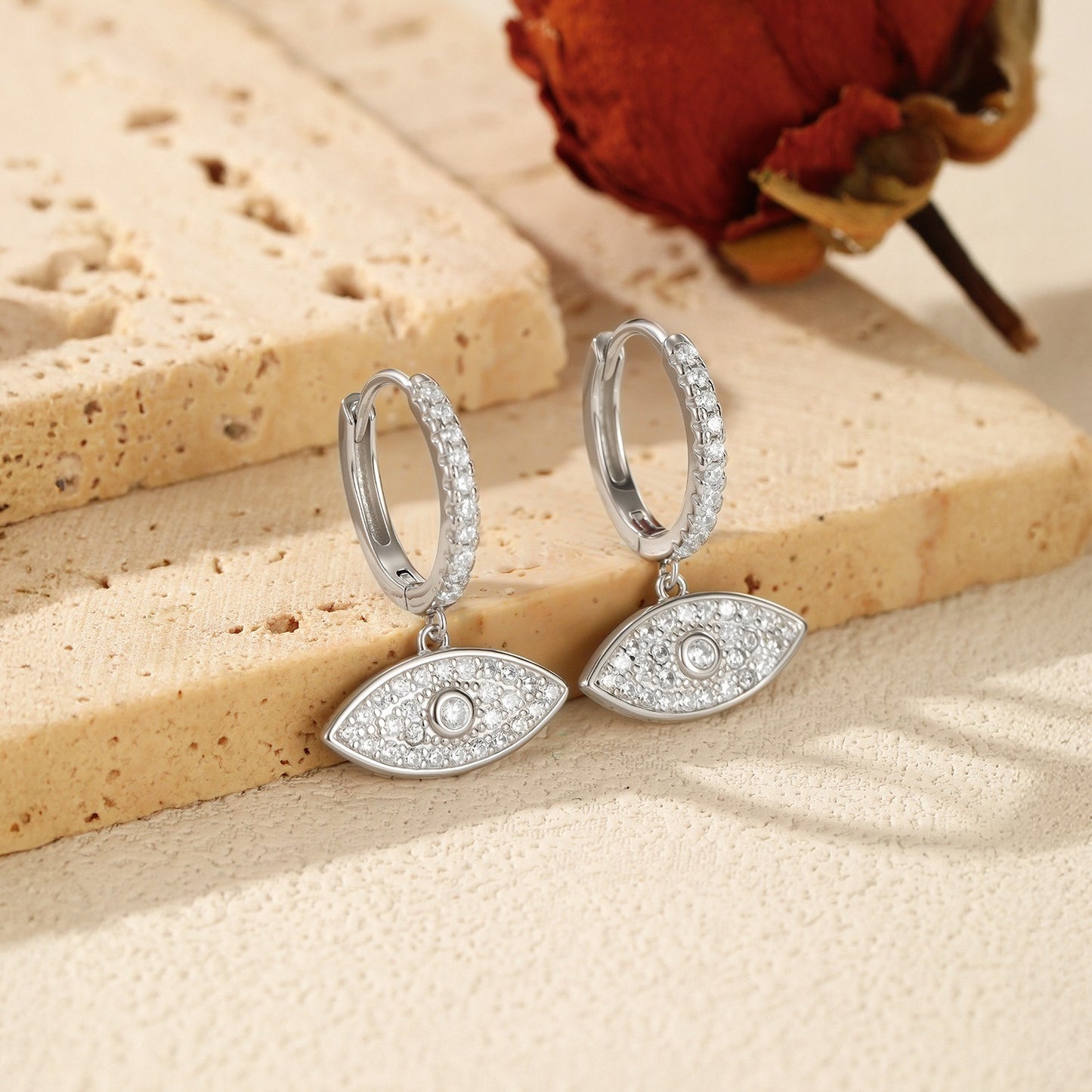 OliyaDesign S925 Sterling Silver European and American Style Unique Eye Earrings