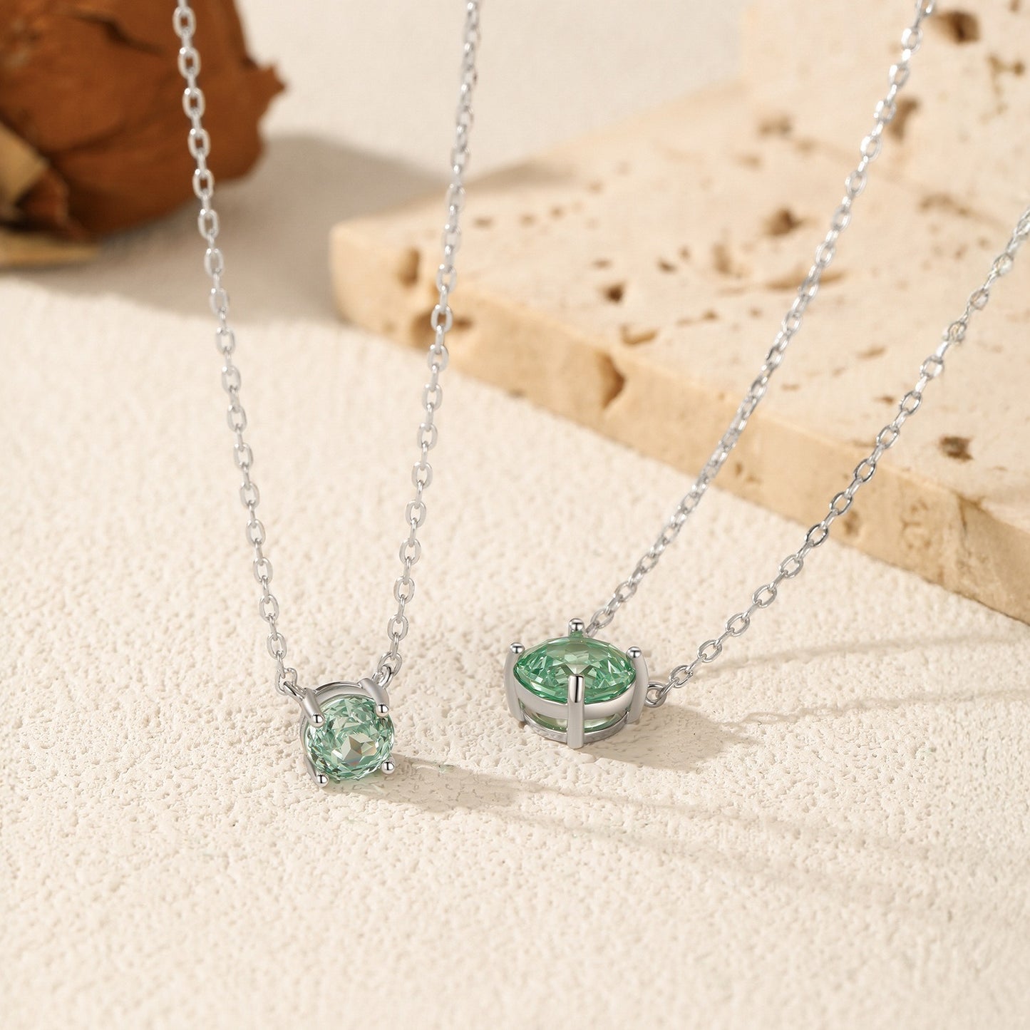 OliyaDesign S925 Sterling Silver Paraiba Rose-Cut Diamond Necklace