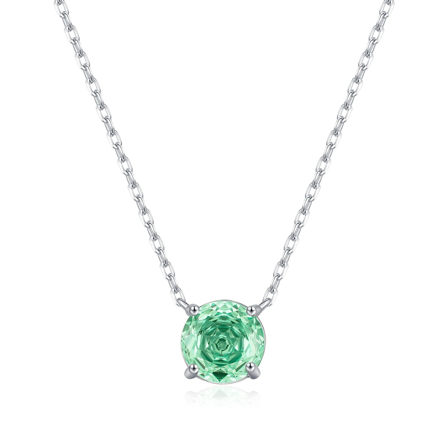 OliyaDesign S925 Sterling Silver Paraiba Rose-Cut Diamond Necklace