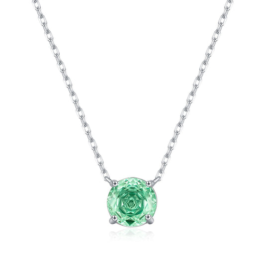 OliyaDesign S925 Sterling Silver Paraiba Rose-Cut Diamond Necklace