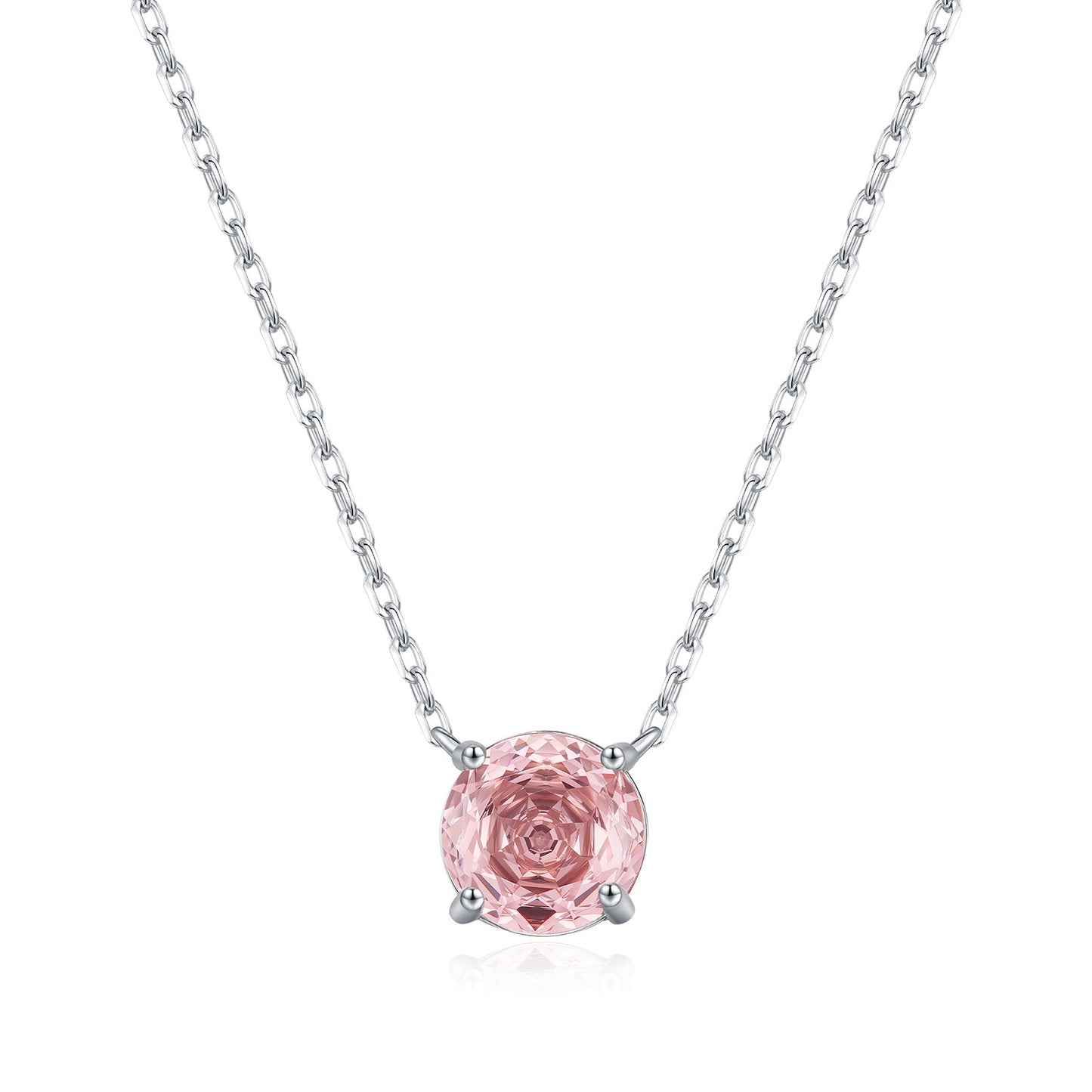 OliyaDesign S925 Sterling Silver Morgan Pink Rose Cut Diamond Necklace