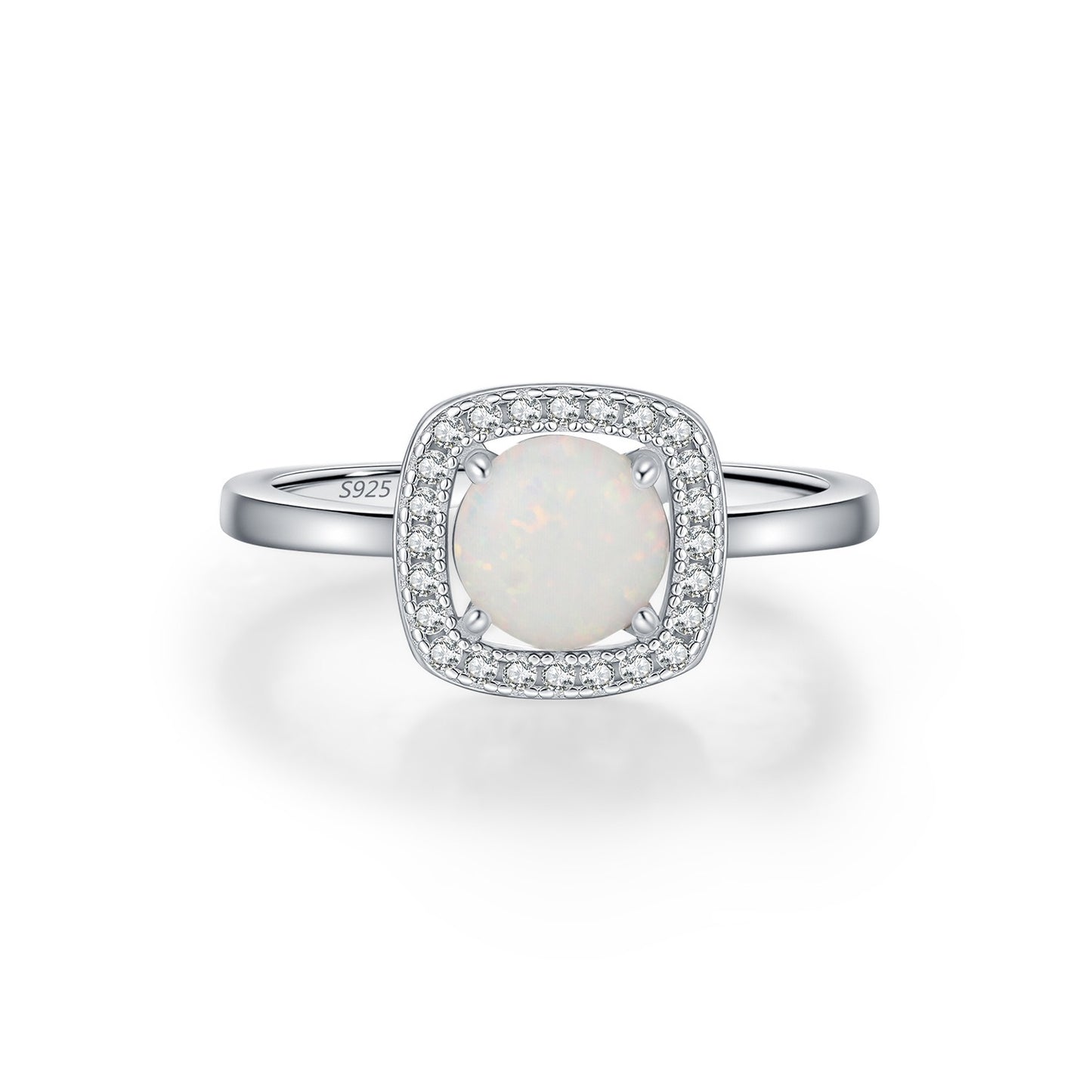 OliyaDesign S925 Sterling Silver French Vintage Synthetic Opal Ring