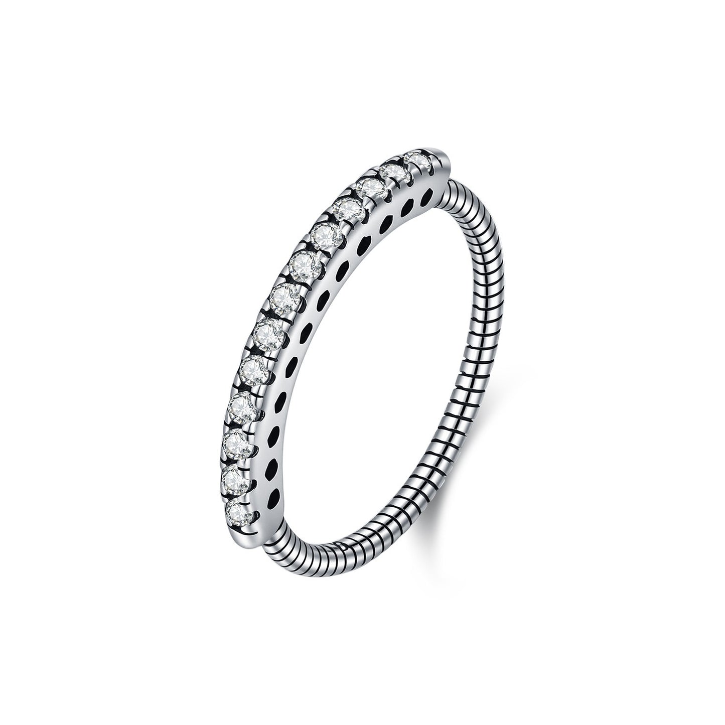 OliyaDesign S925 Sterling Silver Vintage Antique Textured Diamond Ring