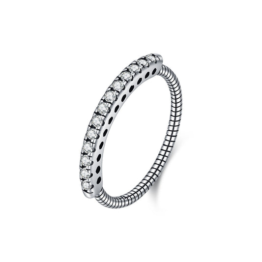 OliyaDesign S925 Sterling Silver Vintage Antique Textured Diamond Ring