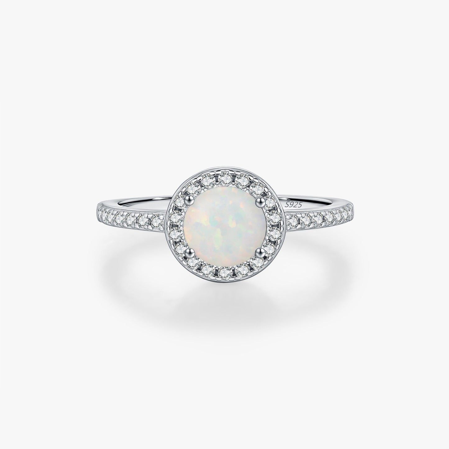 OliyaDesign S925 Sterling Silver French Luxury Artificial Opal Ring