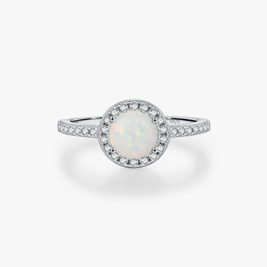 OliyaDesign S925 Sterling Silver French Luxury Artificial Opal Ring