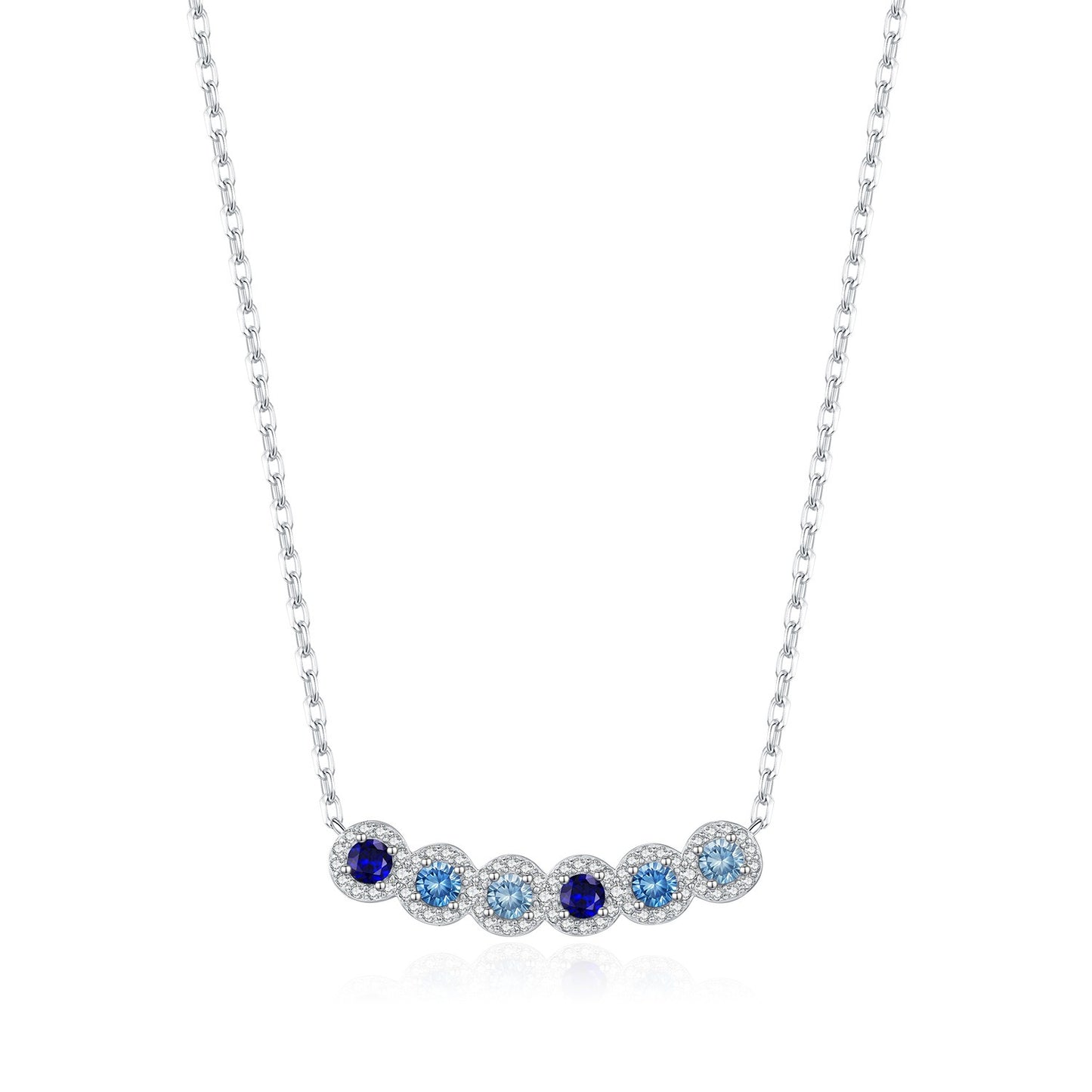OliyaDesign S925 Sterling Silver Cool-toned Vintage Gradient Blue Necklace