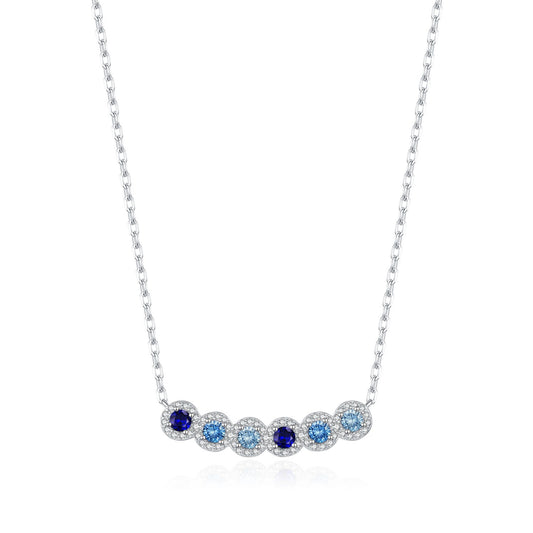 OliyaDesign S925 Sterling Silver Cool-toned Vintage Gradient Blue Necklace