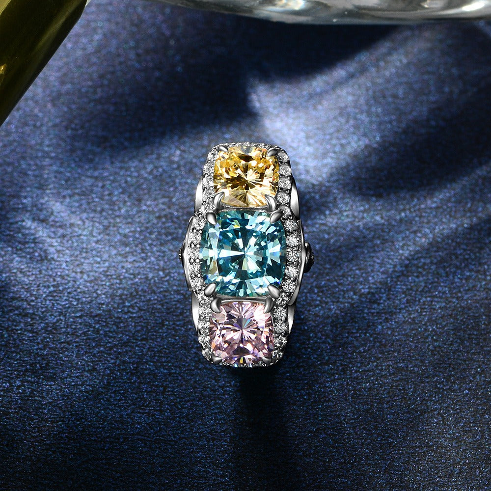 OliyaDesign 2-Carat Oval-Shaped 8*8 Imitation Colored Diamond Ring