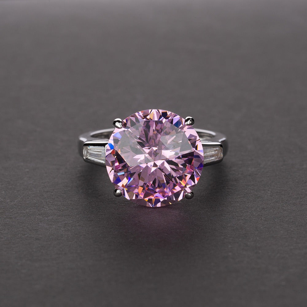 OliyaDesign 6-Carat Round 12Mm 5A High-Carbon Diamond Ring