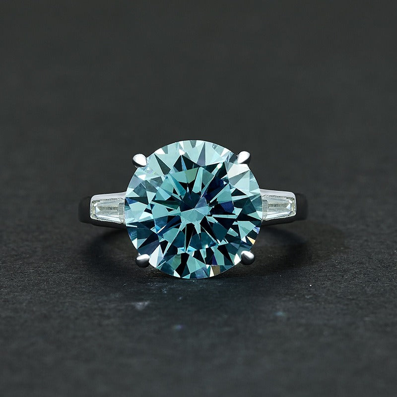 OliyaDesign 6-Carat Round 12Mm 5A High-Carbon Diamond Ring
