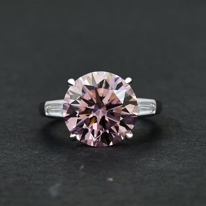OliyaDesign 6-Carat Round 12Mm 5A High-Carbon Diamond Ring
