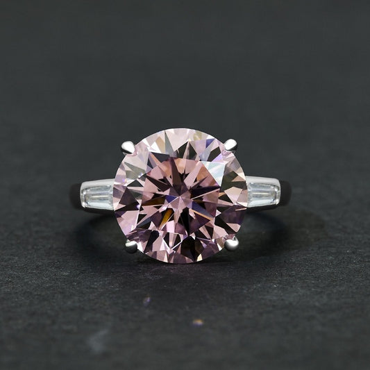 OliyaDesign 6-Carat Round 12Mm 5A High-Carbon Diamond Ring